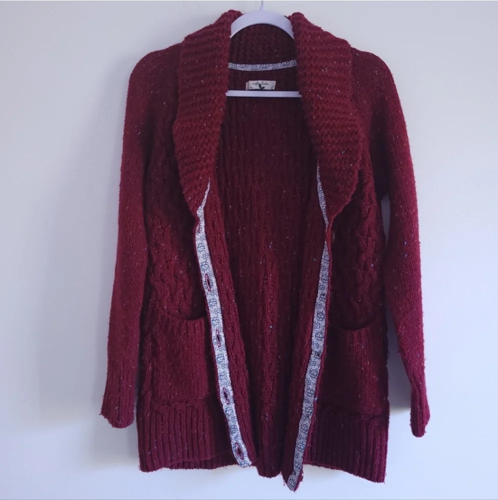 Anthropologie Isabella Sinclair Wool Alpaca Blend Flecked Farfar Cardigan L‎